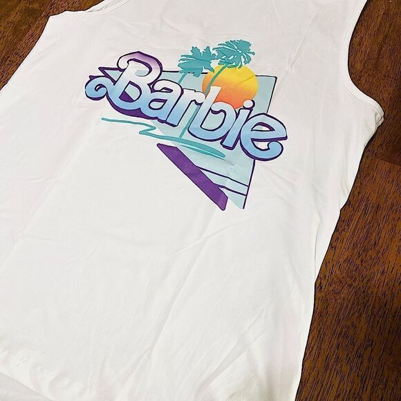 BARBIE Letter Print Retro Design Women's Fashion White Tank Top-LARGE - Picture 6 of 8